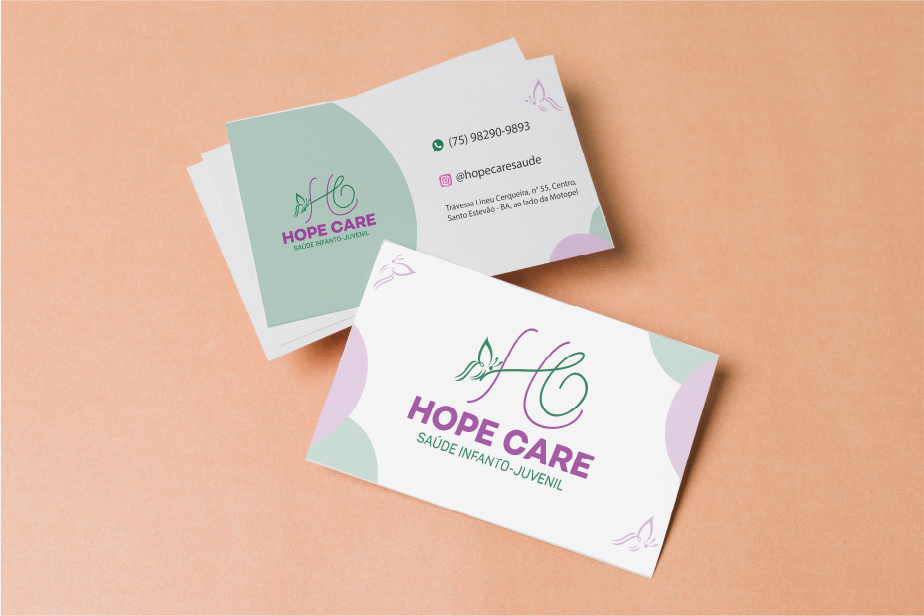 imagem de um cartão de visita- frente e verso, de uma clínica