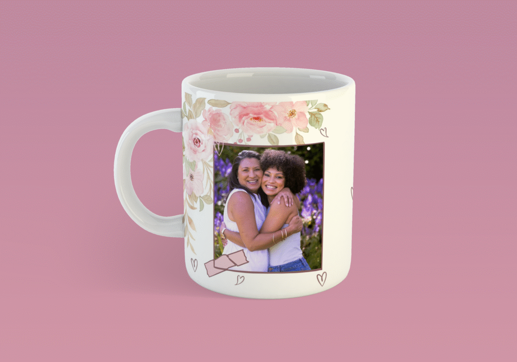 demonstração da arte da frente da caneca