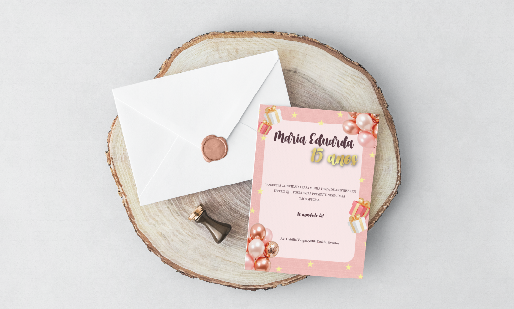 demonstração da arte de um convite de aniversário