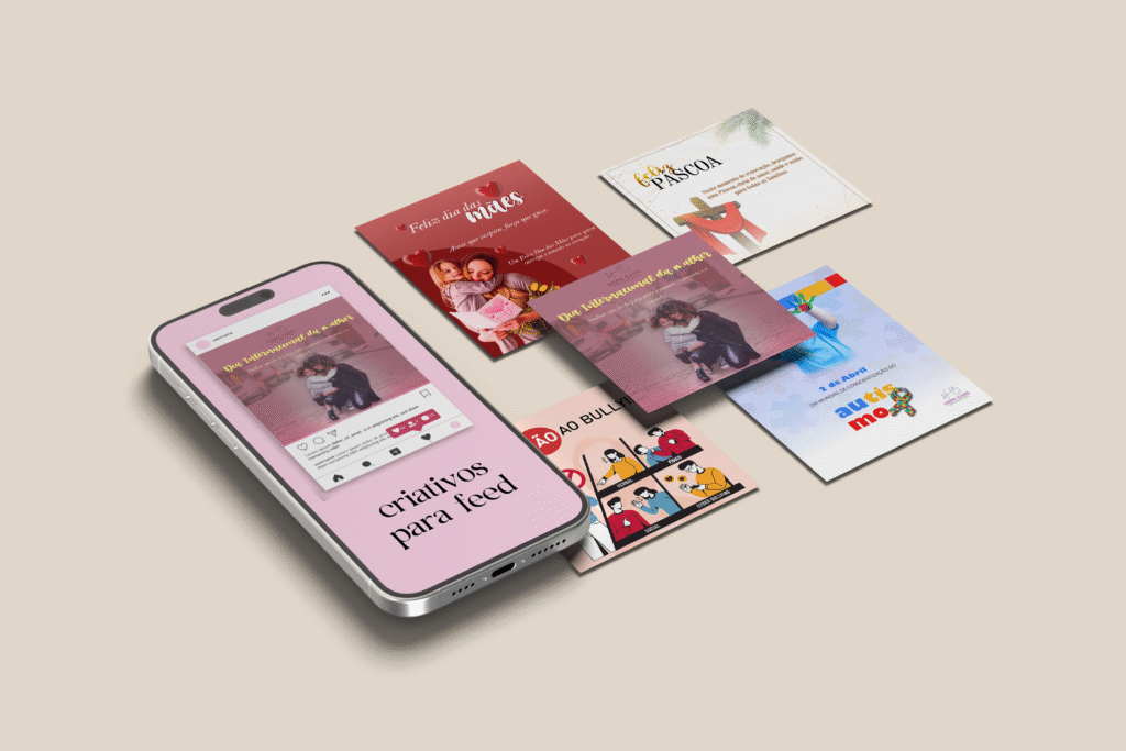 imagem com montagem de diversas artes feitas para feed