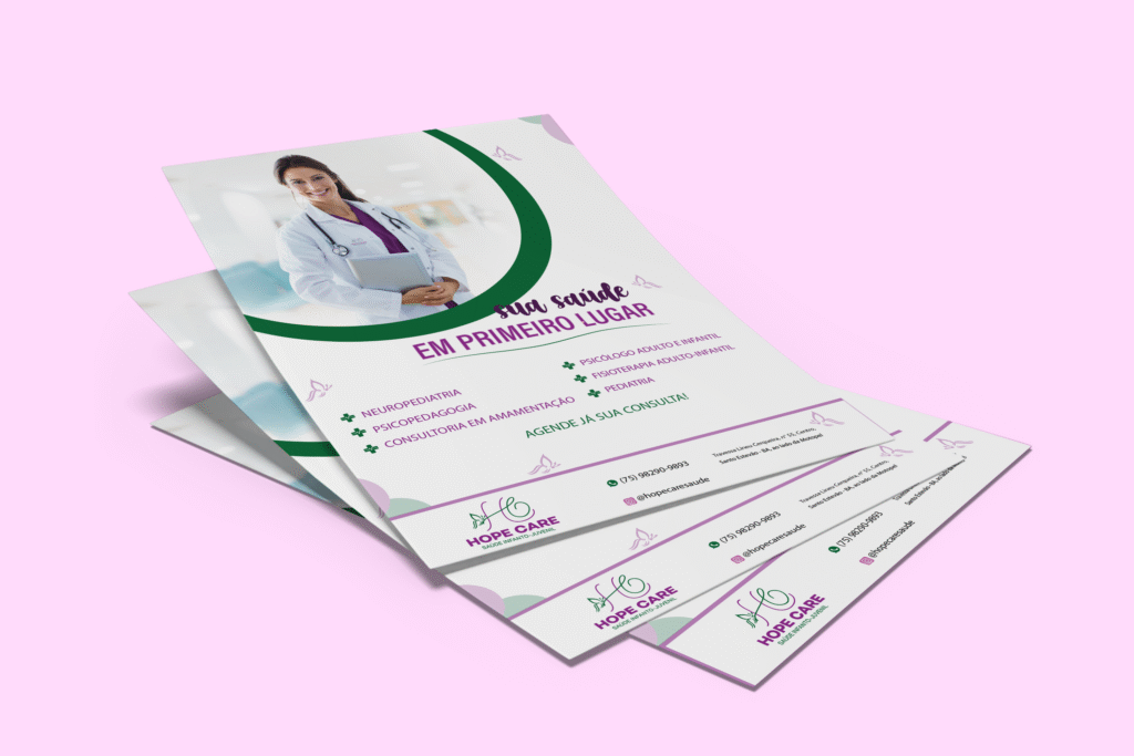 imagem de montagem de panfleto da clínica hope care