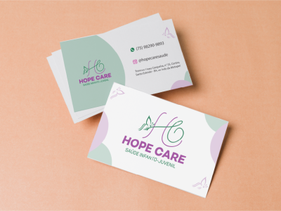 imagem de um cartão de visita- frente e verso, de uma clínica